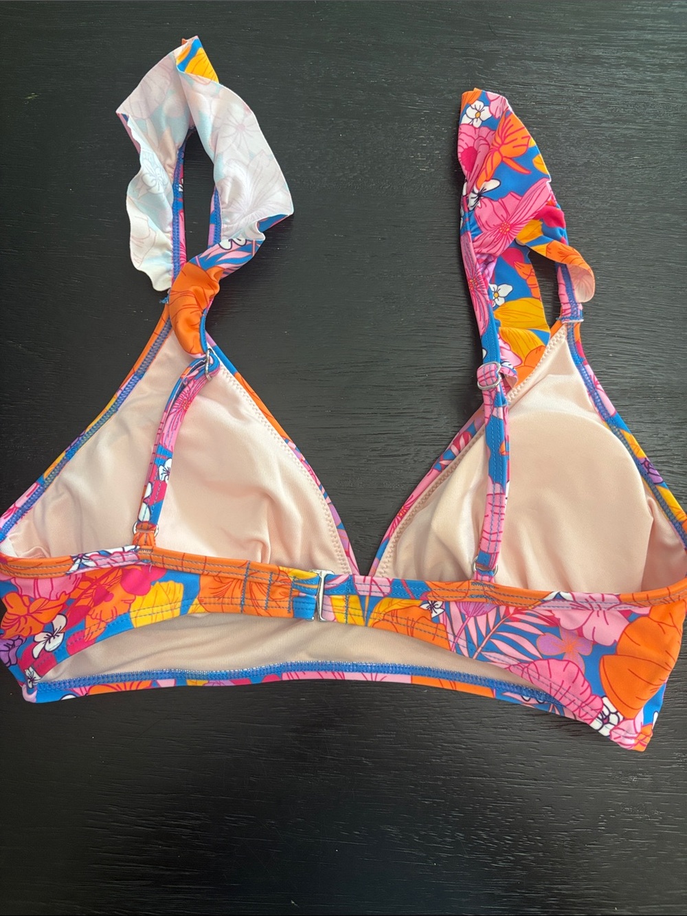 Cupshe Floral Bikini Top in Blue, Orange, Pink - Picture 3 of 4